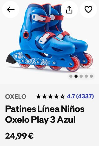 Patines en Línea Oxelo Play 3 Niños Azul N 32/34