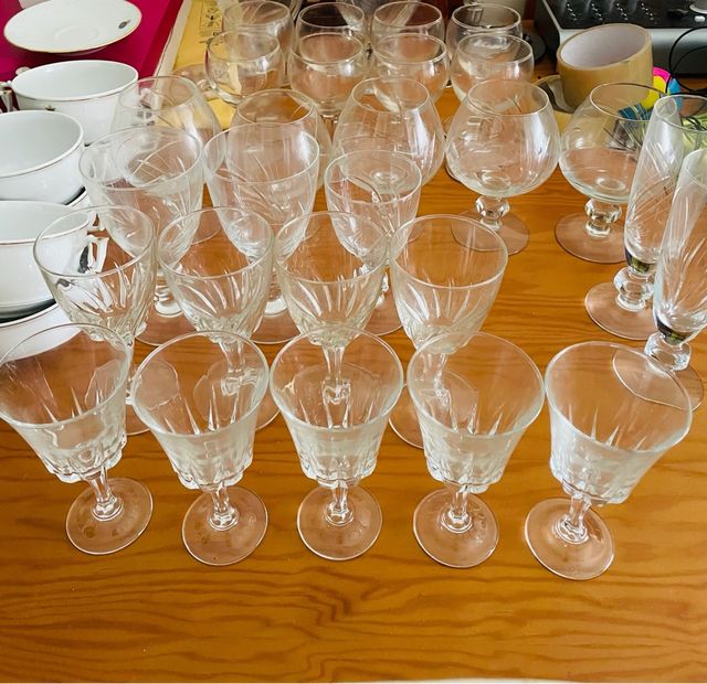 Copas de cristal talladas años 80