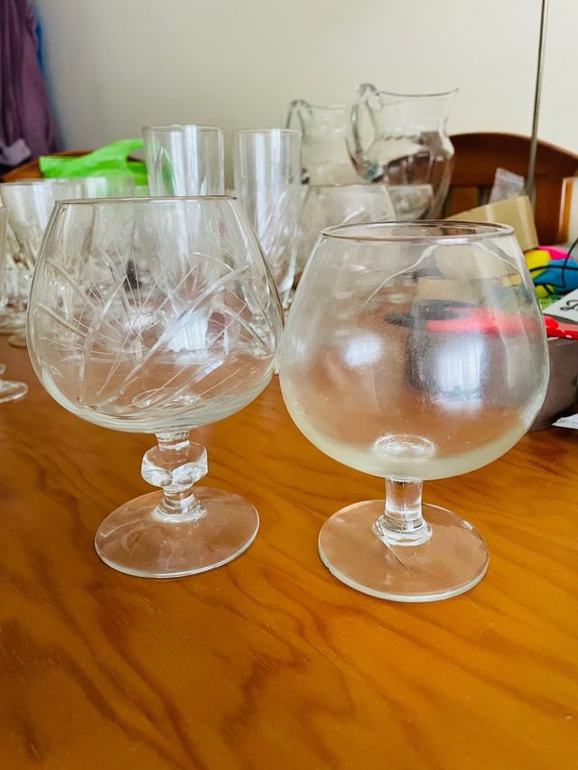 Copas de cristal talladas años 80