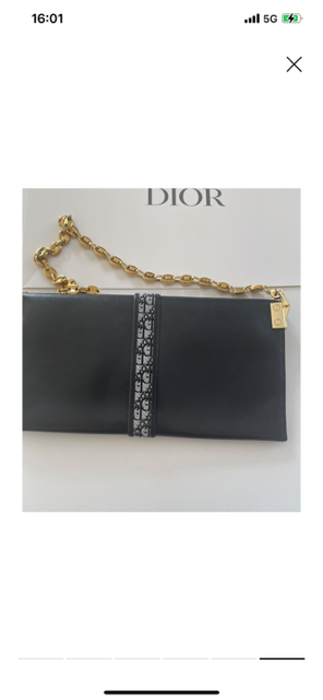 Cartera Dior Piel Negra Franja CD Cadena Dorada