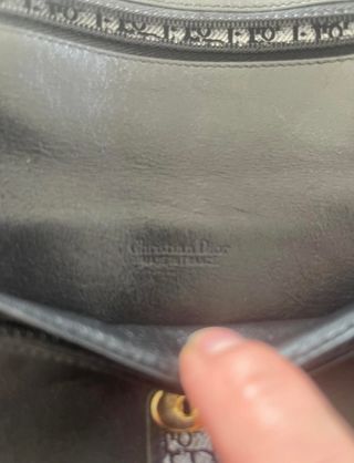 Cartera Dior Piel Negra Franja CD Cadena Dorada