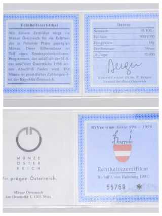 Austria 100 chelines Rodolfo I de Habsburgo 1991