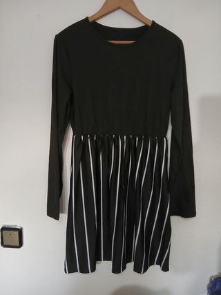 Vestido Negro Rayas Blancas