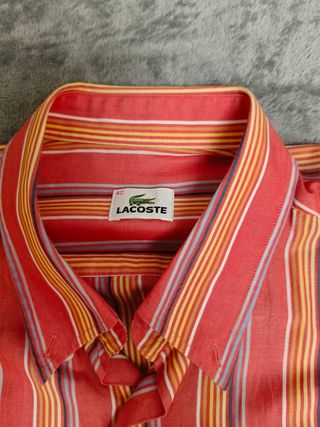 Camisa Lacoste Rayas Rojas Hombre Talla L