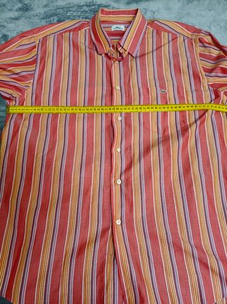 Camisa Lacoste Rayas Rojas Hombre Talla L
