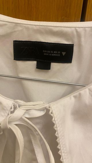 Blusa Zara Blanca Algodón Mujer