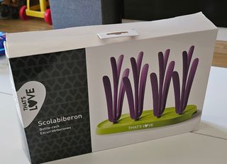 Escurridor de biberones morado y verde