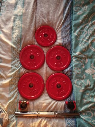 Mancuernas y Barra de Pesas