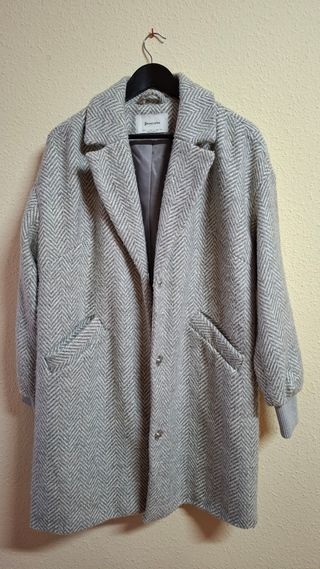 Abrigo Stradivarius Gris Mujer Lana talla L