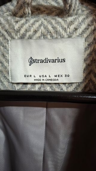 Abrigo Stradivarius Gris Mujer Lana talla L