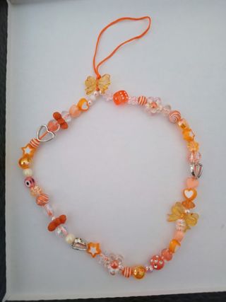 Colgante móvil abalorios naranja y plata