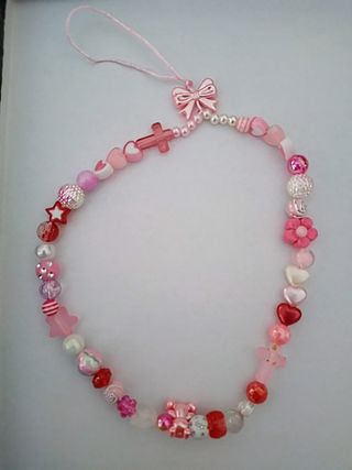 Colgante móvil abalorios naranja y plata