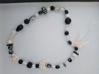 Colgante móvil abalorios naranja y plata