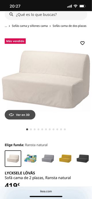 Sofá Cama Ikea Lycksele Lövås 2 Plazas