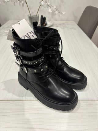 botas negras militares zara