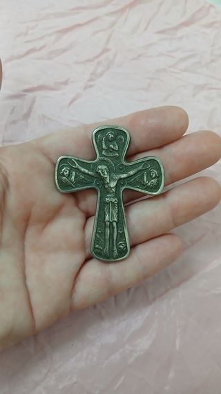 Cruz Torreciudad Alpaca Baño Plata