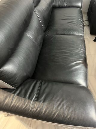 Sofá de cuero negro 2,10m x 0,80m