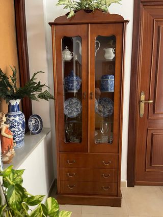 Vitrina de madera con puertas de cristal