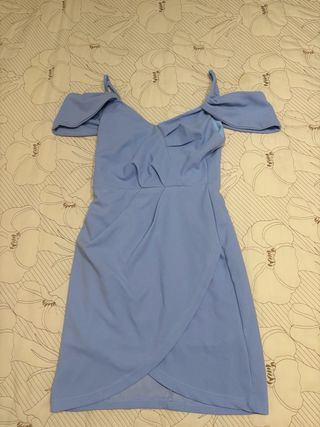 Vestido Shein azul cielo cruzado T.XS