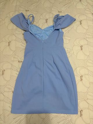 Vestido Shein azul cielo cruzado T.XS