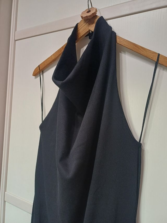 Vestido midi halter ZARA negro