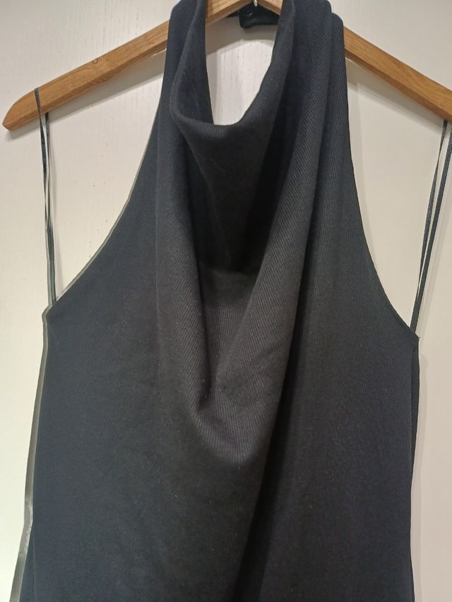 Vestido midi halter ZARA negro