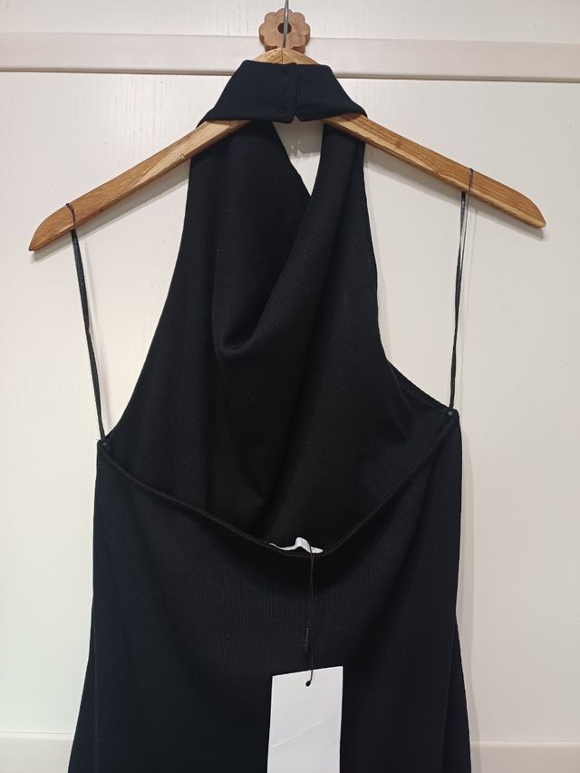 Vestido midi halter ZARA negro