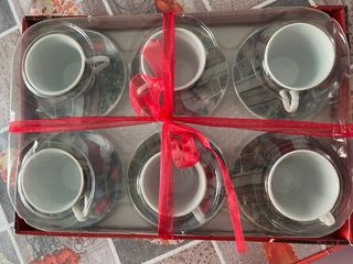 Set 6 Tazze Caffè Natalizie con Piattino