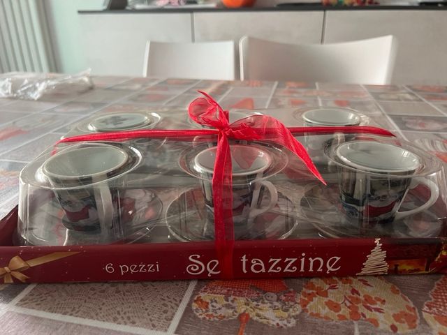Set 6 Tazze Caffè Natalizie con Piattino