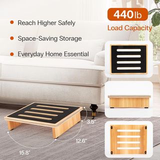 Taburete de madera con superficie de goma