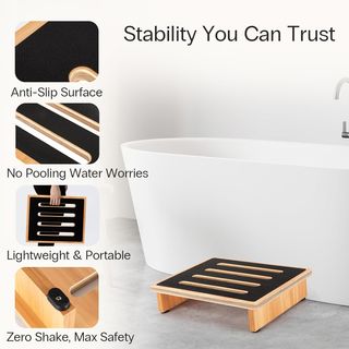 Taburete de madera con superficie de goma