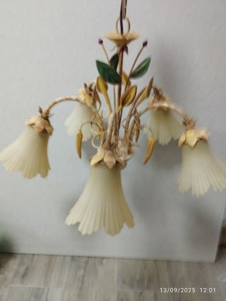 2 Lámparas colgante floral vintage