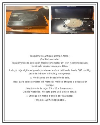 Tensiometro Antiguo Alemán Oscillotonometer
