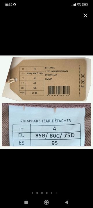 Bikini Calzedonia marrón ,parte superior 