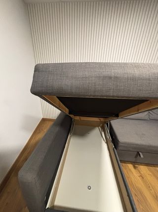 Sofá cama gris Ikea 3 piezas con canapé