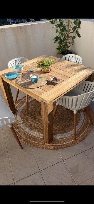 Conjunto Comedor Exterior Teca mesa y 4 sillas