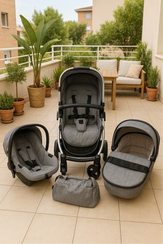 Coche de bebé 3 piezas ¡como nuevo!