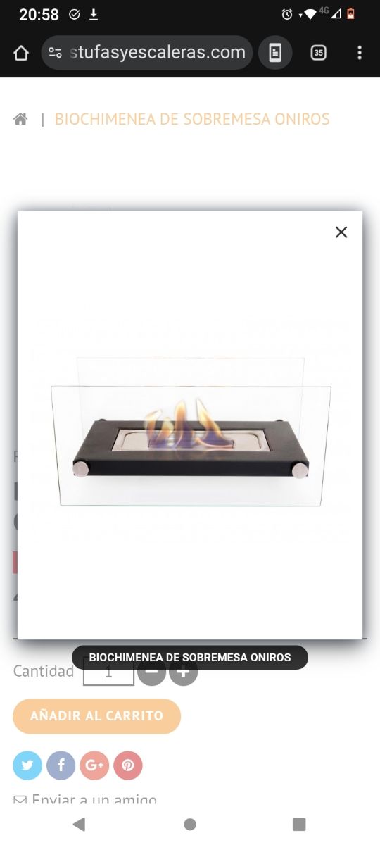 Chimenea de sobremesa etanol, Pur Line.