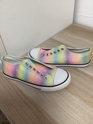 Zapatillas deportivas arcoíris brillantes talla 34