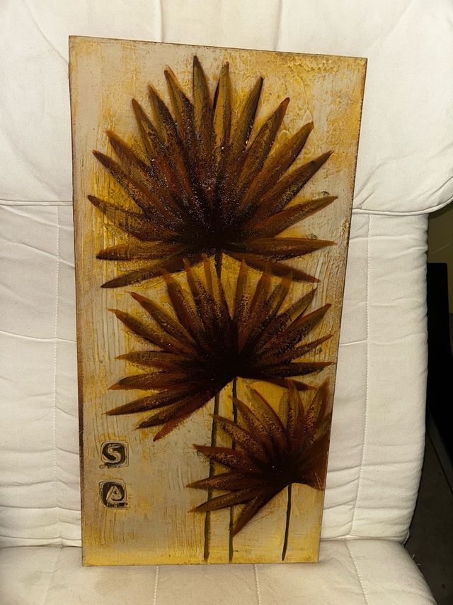 Quadro fantasia floreale marrone e giallo