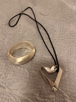 Conjunto Collar Corazón y Pulsera de plata