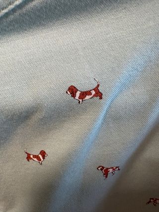 Camisa Easy Wear azul con estampado de perros