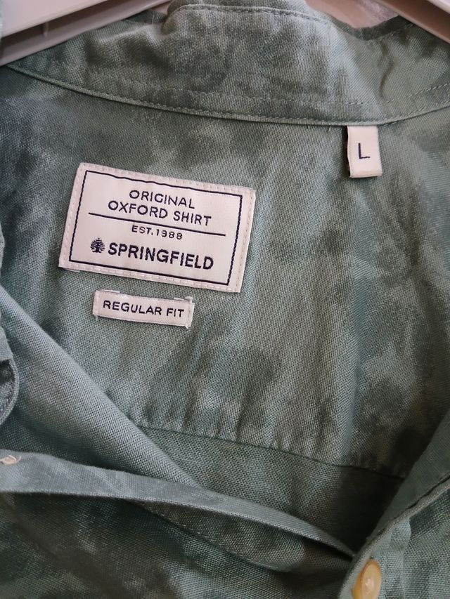 Camisa Springfield verde estampada manga corta