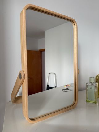 Espejo de sobremesa madera y cristal
