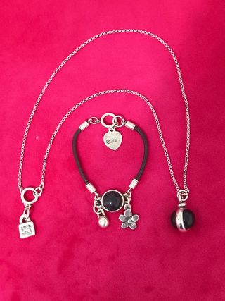 Conjunto Collares y Pulsera Plata y Negro