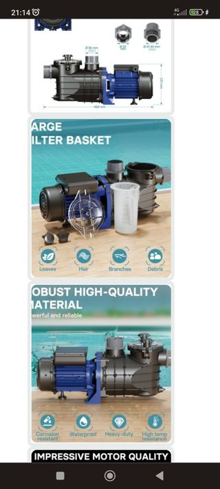 Bomba  motor eléctrica 180w .( Para agua) Piscina