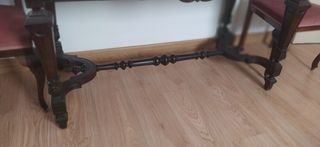 2 sillas y mesa Vintage de madera y mármol