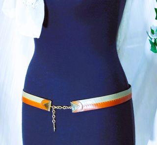 Cintura bicolor Vintage ecopelle catenella dorata