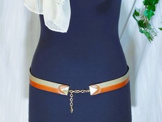 Cintura bicolor Vintage ecopelle catenella dorata
