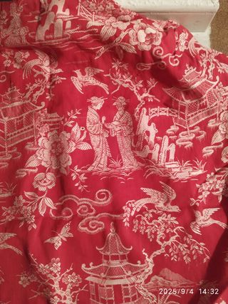 Tela vintage, estampado oriental rojo, Funda colch